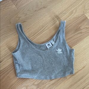 Adidas Gray Sleeveless Crop Tank Top